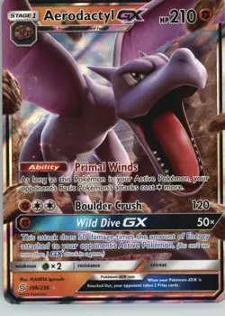 Aerodactyl GX 106/236 Holo GX Rare Unified Minds Pokemon Near Mint - Image 1