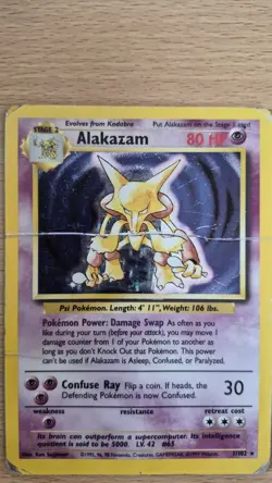 Pokemon TCG Base Set Alakazam Holo Rare 1/102 HP - Image 2