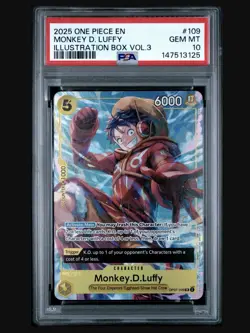 Bandai Monkey.D.Luffy OP07-109 Foil Super Rare PSA 10 One Piece Promo 2025 - Image 1