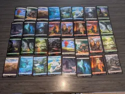 Magic Final Fantasy Foil And Basic Lands Complete Set of 32 Full Art Land MTG NM - Image 1