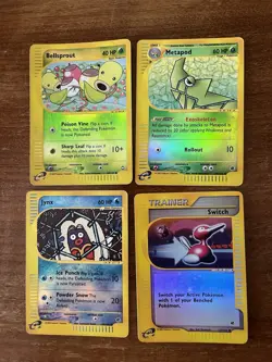 Lotto 4 Pokemon Card Reverse Holo Expedition Aquapolis - Bellsprout Jynx Metapod - Image 1