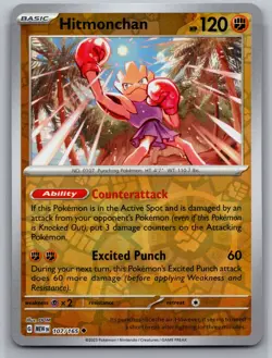 Hitmonchan 107/165 Pokemon Card 151 Mew EN Reverse Holo - Image 1