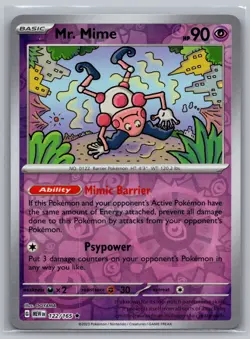 Mr. Mime 122/165 Pokemon Card 151 Mew EN Reverse Holo - Image 1