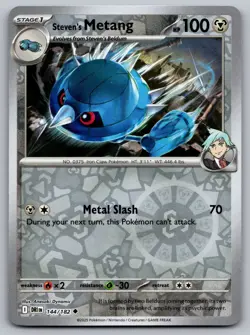 Steven's Metang 144/182 DESTINED RIVALS DRI POKEMON CARD REVERSE HOLO - Image 1