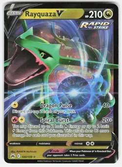 RAYQUAZA V 100/159 HOLO V RARE CROWN ZENITH POKEMON HOLO NM/M - Image 1