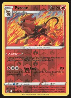 SWSH11: Lost Origin Pyroar #029/196 Reverse Holo Pokemon Card - Image 1