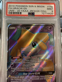 2019 Pokemon Sun and Moon Unified Minds #79a Jirachi GX Alternate Art PSA 9 Mint - Image 5