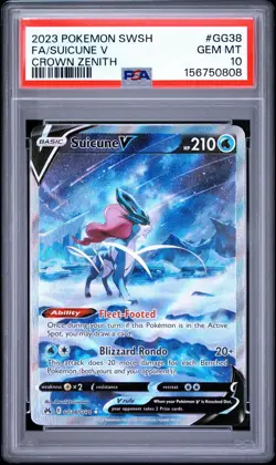 2023 Pokemon SWSH Crown Zenith GG38 Suicune V Full Art PSA 10 Gem Mint - Image 1