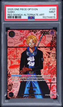 2025 ONE PIECE OP13-CARRYING ON HIS WILL RED MANGA ALTERNATE ART #120 SABO PSA 9 - Image 1