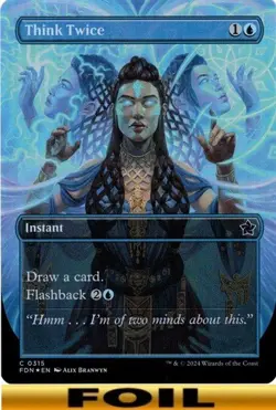 1x - Think Twice - FOIL BORDERLESS #315 - Foundations - C NM MTG - Image 1