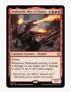 Drakuseth Maw of Flames | MTG FDN | Rare Red Dragon Legendary Commander EDH | NM - Image 1