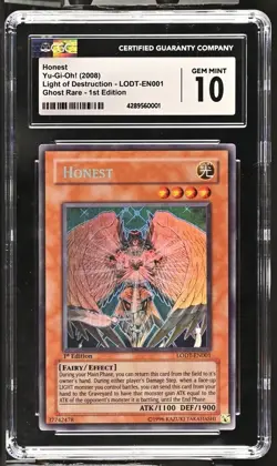 YuGiOh CGC 10 GEM MINT Honest LODT-EN001 Ghost Rare 1st Edition POP 2 - Image 2