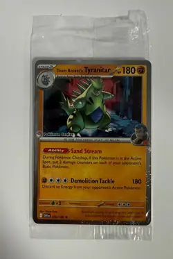 Team Rocket's Tyranitar 096/182 Sealed | Destined Rivals | Pokemon Center Stamp - Image 1