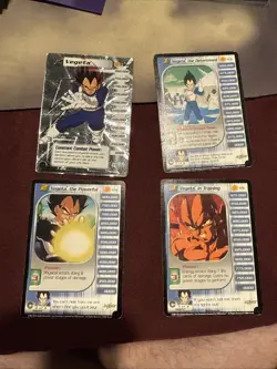 DRAGON BALL Z DBZ CCG TCG VEGETA LVL 1-3 + HT TRUNKS SAGA CARD SET unlimited - Image 1