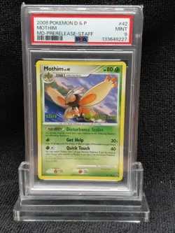 Pokemon Mothim 42/100 Majestic Dawn Prerelease STAFF Promo card PSA 9 - Image 1