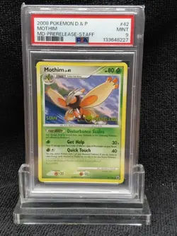 Pokemon Mothim 42/100 Majestic Dawn Prerelease STAFF Promo card PSA 9 - Image 3