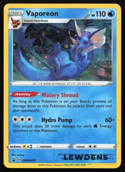 Vaporeon - SWSH072 - Cosmos Holo Sword & Shield Black Star Promo - Pokemon Card - Image 1