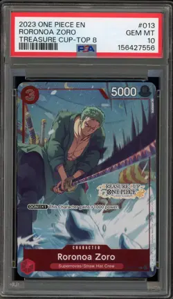 One Piece CCG Roronoa Zoro Treasure Cup Top 8 ST01-013 PSA 10 Gem Mint - Image 1