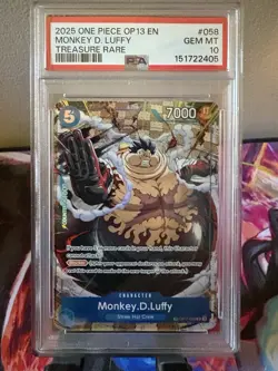 One Piece Monkey D. Luffy OP11-058 Treasure Rare Foil EN PSA10 - Image 1