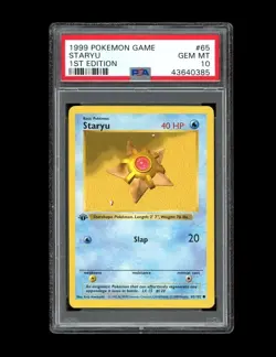 Pokemon PSA 10 GEM MINT Staryu 1st Edition Base Set Shadowless 1999 Card 65/102 - Image 1