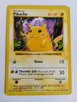 Pikachu Red Cheeks Shadowless 58/102 Base Set Pokemon Card WOTC - Image 3