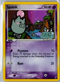 Spoink 62/100 Pokemon Card TCG EX Crystal Guardians Reverse Holo Stamped NM - Image 1