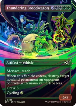 Thundering Broodwagon (Borderless) 328 Foil NM MTG Aetherdrift Magic - Image 1