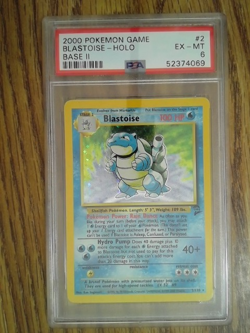 Base Set 2 Blastoise 2/130 - FOOT SWIRL - Graded Holo Rare Pokemon Card - PSA 6 - Image 1