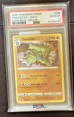 2020 POKEMON SWORDS & SHIELD DARKNESS ABLAZE #88 TYRANITAR- HOLO PSA GEM MT 10 - Image 2