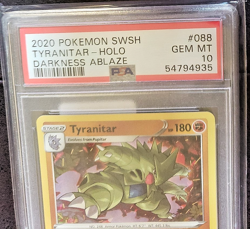 2020 POKEMON SWORDS & SHIELD DARKNESS ABLAZE #88 TYRANITAR- HOLO PSA GEM MT 10 - Image 3