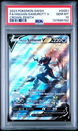 2023 POKEMON SWORD & SHIELD CROWN ZENITH FULL ART/HISUIAN SAMUROTT V PSA 10 - Image 1