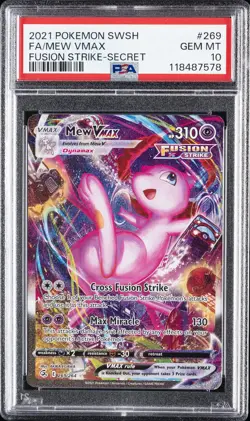 2021 POKEMON SWORD & SHIELD FUSION STRIKE SECRET #269 FULL ART/MEW VMAX PSA 10 - Image 1