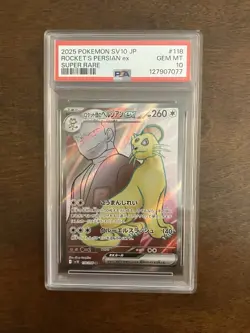Pokemon TCG Team Rocket's Persian ex 118/098 SV10 Super Rare Holo JP PSA 10 GEM - Image 1
