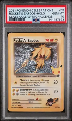 PSA 10 - Pokemon Rocket's Zapdos 15/132 Celebrations: Classic Collection Holo - Image 1