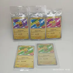 Lot 5 Pokemon Pikachu Berkemeja Batik 101/SV-P 154 155 190 191 Holo Indonesia - Image 1