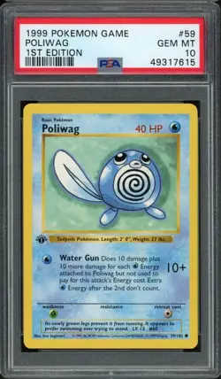 1ST EDITION SHADOWLESS BASE SET 1999 POKEMON POLIWAG #59 PSA 10 WOTC - Image 1