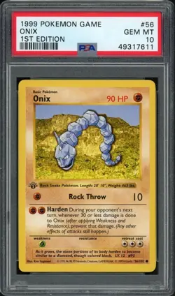 1ST EDITION SHADOWLESS BASE SET 1999 POKEMON ONIX #56 PSA 10 WOTC - Image 1