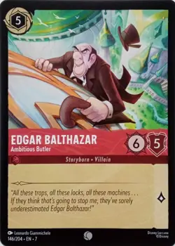 146/204 EDGAR BALTHAZAR AMBITIOUS BUTLER EN7 COMMON DISNEY LORCANA CARD - Image 1