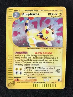 Pokemon TCG Rare Holo Ampharos 2/165 2002 WOTC Expedition Base Set MP Condition - Image 1