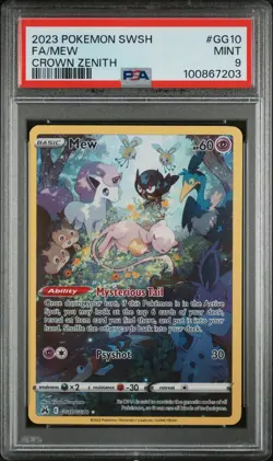PSA 9 MINT 2023 POKEMON SWORD AND SHIELD CROWN ZENITH #GG10 FA/MEW CROWN ZENITH - Image 1
