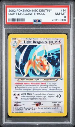 [PSA 8] Light Dragonite Holo #14 Neo Destiny 2002 Pokemon English - Image 1