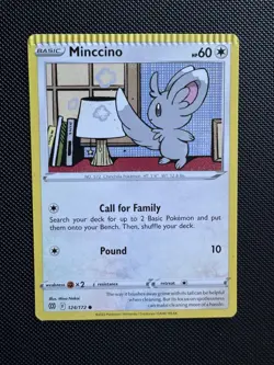Pokemon Tcg Crimp Error Minccino 124/172 Common Card NM - Image 1
