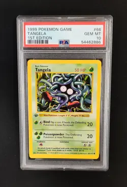 PSA 10 GEM MINT Tangela 66/102 1st Ed Shadowless Base Set Pokemon Graded Card - Image 1