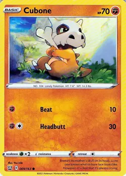 Cubone 069/163 Battle Styles - MID ERA - Pokemon NM - Image 1