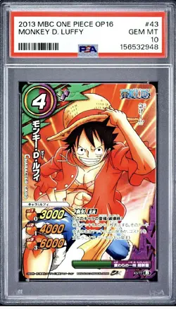 PSA 10 2013 MIRACLE BATTLE CARDDASS ONE PIECE OP16 43 MONKEY D. LUFFY - Image 1