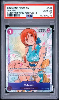 2025 ONE PIECE PROMOS ILLUSTRATION BOX VOL.1 #062 O-NAMI PSA 10 - Image 1
