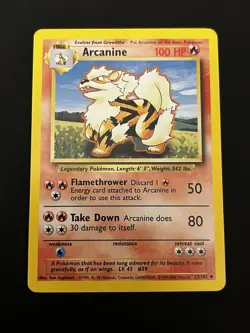 Arcanine 23/102 Uncommon Base Set 4th Print 1999-2000 UK Pokemon Card - Image 1