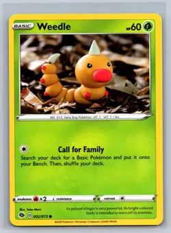 Weedle 002/073 Common Champion's Path Pokemon Card Near Mint - Image 1