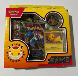 Pokemon Day 2026 TCG Sealed Box Pikachu Promo Card + Coin + 3 Booster Packs - Image 1
