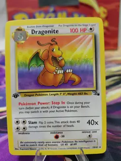 Pokemon TCG Dragonite 1st Edition Fossil Card 19/62, Regular Rare NM/LP - Image 1
